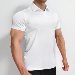 LLLM Outdoor Mens Polo Shirt Mens Quick Dry Sweat-wicking Tee Short Men Short Sleeve Shirts Gym Bodybuilding Summer CY-4