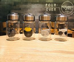 Tumblers Water Bottles Cat glass cup men and women portable cute network red Korean version of student water bottle tea cup handy