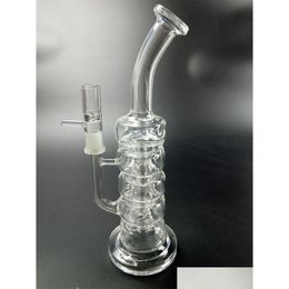 Smoking Pipes Thick Clear Glass Bong Hookah With Filter Pipe Shisha Oil Dab Rig 14Mm Joint Drop Delivery Home Garden Household Sundr Dh3G7