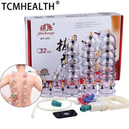 Massager TCMHEALTH 32PCS Vacuum Cupping Cup Set Vacuum Suction Cup for Massag Chinese Acupoint with Pump for Therapy Massage