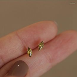 Stud Earrings Fashion S925 Silver Oval Olive Green Zircon For Women Charm Wedding Party 2023 Trendy Gift Jewellery