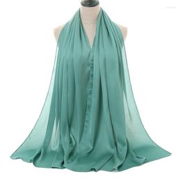 Scarves Sumer Wrinkled Soft Long Scarf Polyester Shawl Pashmina Fashion Satin Chiffon Hijab Headscarf For Muslim Women Islamic Head Wrap