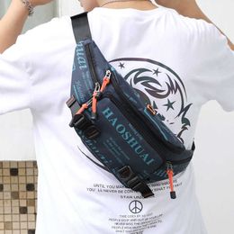 Chest Bag New Outdoor Men's Trend Fashion Shoulder Bag Nylon Letter Printing Men's Mobile Phone Change Waistpack