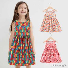 Girl's Dresses Summer Girls Print Straps Dress 2023 New Children's Casual Sleeveless Pretty Baby Girl WT837 R230607