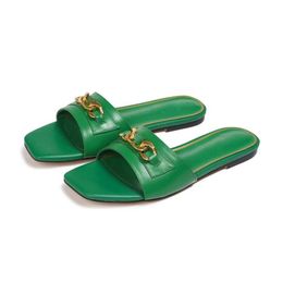 Flip flops slippers women sandals stitching black brown green slipper fashion designer slides flat shoes diamond buckle plus size