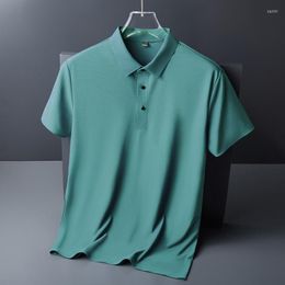 Men's Polos Boys Blue Pink Polo Shirt Plus Size Men Ice Silk Short Sleeve Summer Thin Seamless Casual Office Shirts Oversize 5xl