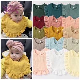 Hair Accessories Nishine Born Infant Bibs With Ruffles Cotton Baby Girls Saliva Pocket Feeding Aprons Adjustable Burp Scarf Kids Shower Gift