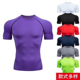 Men's T-Shirts Men's Running T-Shirts Quick Dry Compression Sport Undershirt Fitness Gym Tights Blouse Tees Male Soccer Jersey Sportswear Black 230607