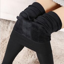 Women Socks Warm Velvet Leggings Autumn-Winter Plus Size Candy Colours Thick Trousers Female Faux Knitted Thicken Slim Stretch