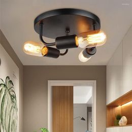 Ceiling Lights Industrial 3 Semi Flush Mount Light Modern Farmhouse Lighting Fixture Black Vintage Retro Pendant Lamp For Hall