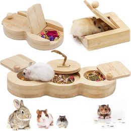 Toys 3 Pcs Hamster Enrichment Foraging Toys Guinea Pig Toys Bamboo Interactive Hide Treats for Small Animals Rabbit Chinchilla Bunny