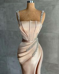 Urban Sexy Dresses 2023 Straps Mermaid Prom Dress Glitter Trumpet Evening Fish Bone Silk Satin Party 230606