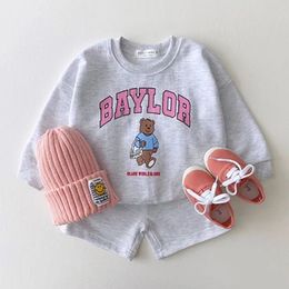 Clothing Sets Autumn Children Boys Girls Clothes Suit letter Baby Sweater Jacket Pants 2Pcssets Toddler Active Cotton Clothing Kids Tracksuit 230606