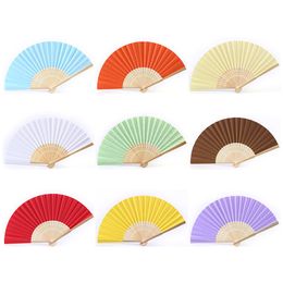 Hand Held Fan Blank White DIY Paper Bamboo Folding Fans for Practise Calligraphy Painting Fans For Wedding Party Decor Wed Gifts