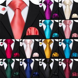 Neck Ties BarryWang 16 Styles Coral Pink Wedding Tie Peach Solid 100% Silk For Men Party Business Luxury Brand Neckties Set 230605