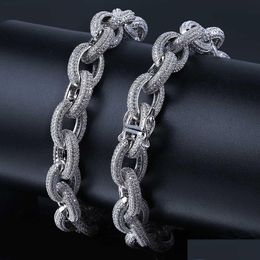 Chains 18K Real Gold Plated Hip Hop Iced Out Cz Zirconia Mens Big Cuban Link Chain Necklace 12Mm Fl Diamond Miami Choker Jewellery Gif Dh81W