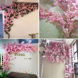 Decorative Flowers Encrypted Cherry Blossom Simulation Flower Single Branch Wedding Holiday Dazzling Tree Decoration El Landsca