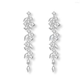 Stud Earrings Crystal Flower Chandelier Bridal Marquise-shaped Cubic Zirconia Wedding Dangle Drop Earring For Prom