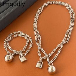 Pendant Necklaces Europe Designer Brand Top Quality 925 Silver Gold Hardwear Chain Necklace Bracelet Women Luxury Jewelry Set Gift Party 230607