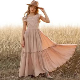 Girl's Dresses Elegant Children Boho Long Dress for Holiday Flower Girls Princess Wedding Party Kids Casual Clothes 3-8 R230607