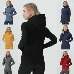 Lu Align Lu Scuba Yoga Girl Bodybuilding Hooded Long Sleeve Fitness Hoody Elastic Hoodie Sport Sweatshirts Womans Zipper Exercise Coats Stretch Full