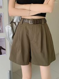 Women's Shorts S-XL 4Colors Straight Women Summer High Waist Casual Arm Green A Line Women's Loose Culottes(L5117