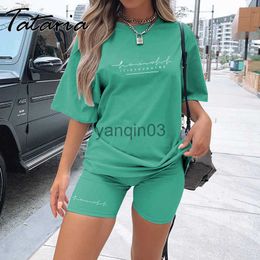 Women's Two Piece Pants 2023 Summer T-shirt and Shorts for Women Tracksuit Shirt Shorts Two Piece Set Female Classic Outfits Cycling Women's Sports Suit J230607
