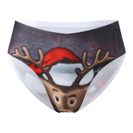 Underpants Mens Sexy Novelty Christmas Gift Underwear Reindeer Printed Lingerie Stretchy Low Rise Bulge Pouch Briefs Party