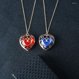 Chains Hollow Out Necklace Women Anime Heart Crystal Pendant Necklaces Woman Fashion Creative Charms Couples Chain Cosplay Collier Gift