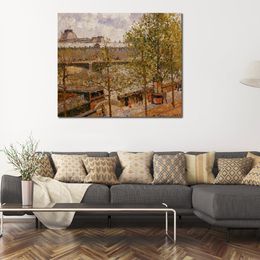 Camille Pissarro Canvas Art The Louvre Morning Sun Handmade Impressionist Landscape Painting Home Decor Modern