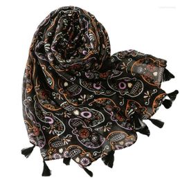 Scarves 1Pc 165X90Cm Women Fashion European American Style Scarf Personality Skull Print Summer Travel Sun Protection Tassel Shawl