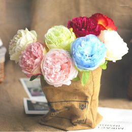 Decorative Flowers Artificial Peony Rose Bouquet Living Room Home Office Garden Wedding Flower DIY Decor Fake Flowres Artificiales