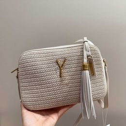 straw bag women designer handbags woven crossbody bag Fashion Y Letter Camera Bags Bucket Handbag lady shoulder bag mini purse 230606
