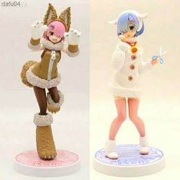 Original Anime Re Life In A Different World From Zero Rem Ram Wolf and Seven Little Goats Fairy Tale Ver. PVC Action Figure toys L230522