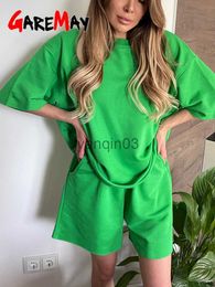 Women's Two Piece Pants Cotton Women's Summer Suit with Shorts and Top Classic Casual Oversize Two-piece Set Tracksuit Shorts and T-shirt for Women 2023 J230607