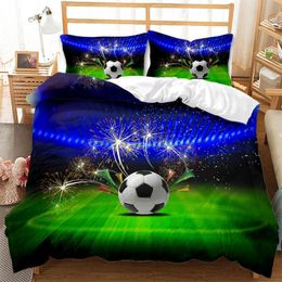 Bedding sets Kids Football Duvet Cover Set For Boys Girls Bedroom Decor Sports Balls Bedding Set Full Size Microfiber Soccer Comforter Cover 230606