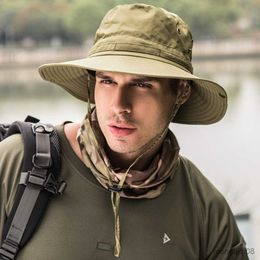 Wide Brim Hats Bucket Hat for Men Solid Color Fishing Cap Waterproof Outdoor Camping Fisherman Gorra Couple Sun R230607