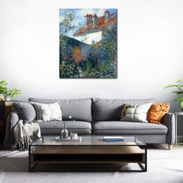 Impressionist Canvas Art Study at Pontoise Handmade Camille Pissarro Painting Landscape Artwork Modern Living Room Decor