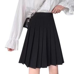 Skirts 48cm Women Skirt Black Casual A-Line Woman Pleated High Waist Ladies Girls Short Preppy Style Female Mini