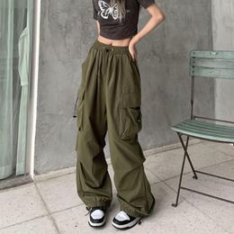 Women's Pants In Summer Cargo Women Plus Size Baggy Streetwear Hip Hop Joggers Sweatpants Drawstring Loose Wide Leg Trousers