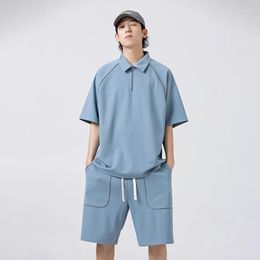Men's Tracksuits XXXL Fashion Men 2 Piece Suit Streetwear Summer Casual Short Sleeve T-Shirt Trousers Male Sportswear Large Size S-3XL