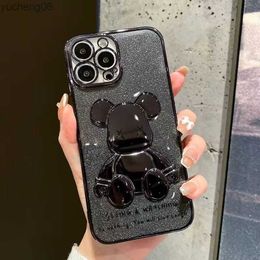 iPhone Designers case for 14 Pro Max lens full package 12 phone case transparent electroplated cute bear 117 anti-drop protective case X 102