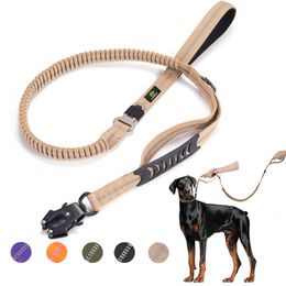 Dog Collars Leashes Heavy Duty Bungee Leash Tactical Reflective Shock Absorbing Quick Release Carabiner Car Seatbelt for Large Dogs 230606