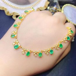 Chains FS 4 5 Natural Emerald Gemstone Fashion Necklace Real S925 Sterling Silver Fine Charm Luxury Weddings Jewellery For Women