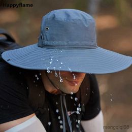 Wide Brim Hats Men's Waterproof Fabric Mountaineering Hat Male Sun Outdoor Fishing Cap Caps Bucket Boonie Gorros R230607