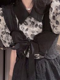 Work Dresses Retro Y2k 2 Piece Dress Set Even Party Women Casual Floral Crop Tops Black Midi Strap 2023 Summer Korean Fashion Suits