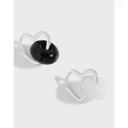 Hoop Earrings Small And Luxury Design Sense Geometric Jade Circle Love 925 Sterling Silver Female