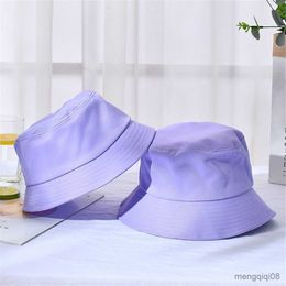 Wide Brim Hats New Unisex Cotton Bucket Women Summer Sunscreen Hat Men Pure Colour Outdoor Fisherman Beach Cap R230607