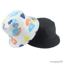 Wide Brim Hats New Graffiti Lip Print Streetwear Hip Hop Caps Summer Sun Protection Bucket For Women Men Reversible Fishing Fisherman Hat R230607