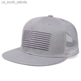 American flag Men's Basketball Caps cotton Hip Hop cap snapback cap Adjustable flat brim hat Summer breathable mesh sun hat L230523